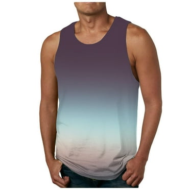 ZCFZJW Fashion Tank Tops for Men Casual Tie Dye Gradient Print Summer Sleeveless Round Neck Basic Workout Tees Vest Loose Comfy Fitness T-Shirts Multicolor#11 XXXXXL