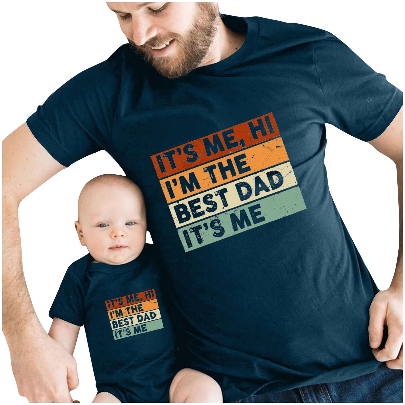 Zcfzjw Father s Day Dad Son Matching Outfit Funny Letters Print Summer Short Sleeve Round Neck Print Daddy Mens Tees Shirt Cute Baby Rompers Trendy