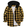 thumbnail image 1 of ZCFZJW Flannel Hoodie Tops for Men Big and Tall Regular Fit Casual Button Down Fall Winter Long Sleeve Patchwork Hooded Sweatshirts Lightweight Comfy Outwear Pullover Yellow L, 1 of 7