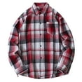 thumbnail image 1 of ZCFZJW Flannel Plaid Button Down Shirts for Men Lightweight Casual Fall Winter Long Sleeve Button Down Fleece Soft Cotton Jackets with Pockets Red XXXXL, 1 of 10