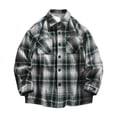 thumbnail image 1 of ZCFZJW Flannel Shirt for Men Big and Tall Fall Long Sleeve Regular Fit Button Down Casual Plaid Shirt Trendy Work Business Lapel Collared T-Shirt Tops with Pockets Green XXL, 1 of 3