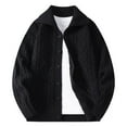 thumbnail image 1 of ZCFZJW Full Button up Jackets for Men Trendy Fall Long Sleeve Twist Cable Knit Open Front Cardigan Sweater Tops Lapel Collared Pullover with Pockets Black XXL, 1 of 5