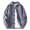 thumbnail image 1 of ZCFZJW Full Button up Jackets for Men Trendy Fall Long Sleeve Twist Cable Knit Open Front Cardigan Sweater Tops Lapel Collared Pullover with Pockets Gray XXXXL, 1 of 5