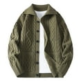 thumbnail image 1 of ZCFZJW Full Button up Jackets for Men Trendy Fall Long Sleeve Twist Cable Knit Open Front Cardigan Sweater Tops Lapel Collared Pullover with Pockets Green XL, 1 of 5