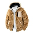 thumbnail image 1 of ZCFZJW Full Zip up Fuzzy Hoodie Sweatshirt for Men Regular Fit Casal Long Sleeve Fall Winter Sherpa Fleece Plush Thick Warm Hooded Pullover Outwear Coat with Multi-Pockets Khaki S, 1 of 9