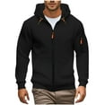 thumbnail image 1 of ZCFZJW Full Zip up Hoodie Jackets for Men Big and Tall Regular Fit Casual Drawstring Long Sleeve Hooded Pullover Sweatshirts Fashion Outdoor Hiking Outwear Coat with Pockets Black XXL, 1 of 6