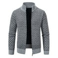 thumbnail image 1 of ZCFZJW Full Zip Mens Sweaters Cardigan Knitted Long Sleeve Fall Winter Warm Plaid Sweater Men's Workout Dress jacket with Pockets Gray XL, 1 of 5