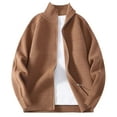 thumbnail image 1 of ZCFZJW Full Zip up Sweaters for Men Big and Tall Regular Fit Casual Long Sleeve Mock Neck Ribbed Knit Cardigan Outwear Jacket Tops Khaki M, 1 of 10