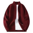 thumbnail image 1 of ZCFZJW Full Zip up Sweaters for Men Big and Tall Regular Fit Casual Long Sleeve Mock Neck Ribbed Knit Cardigan Outwear Jacket Tops Wine L, 1 of 6