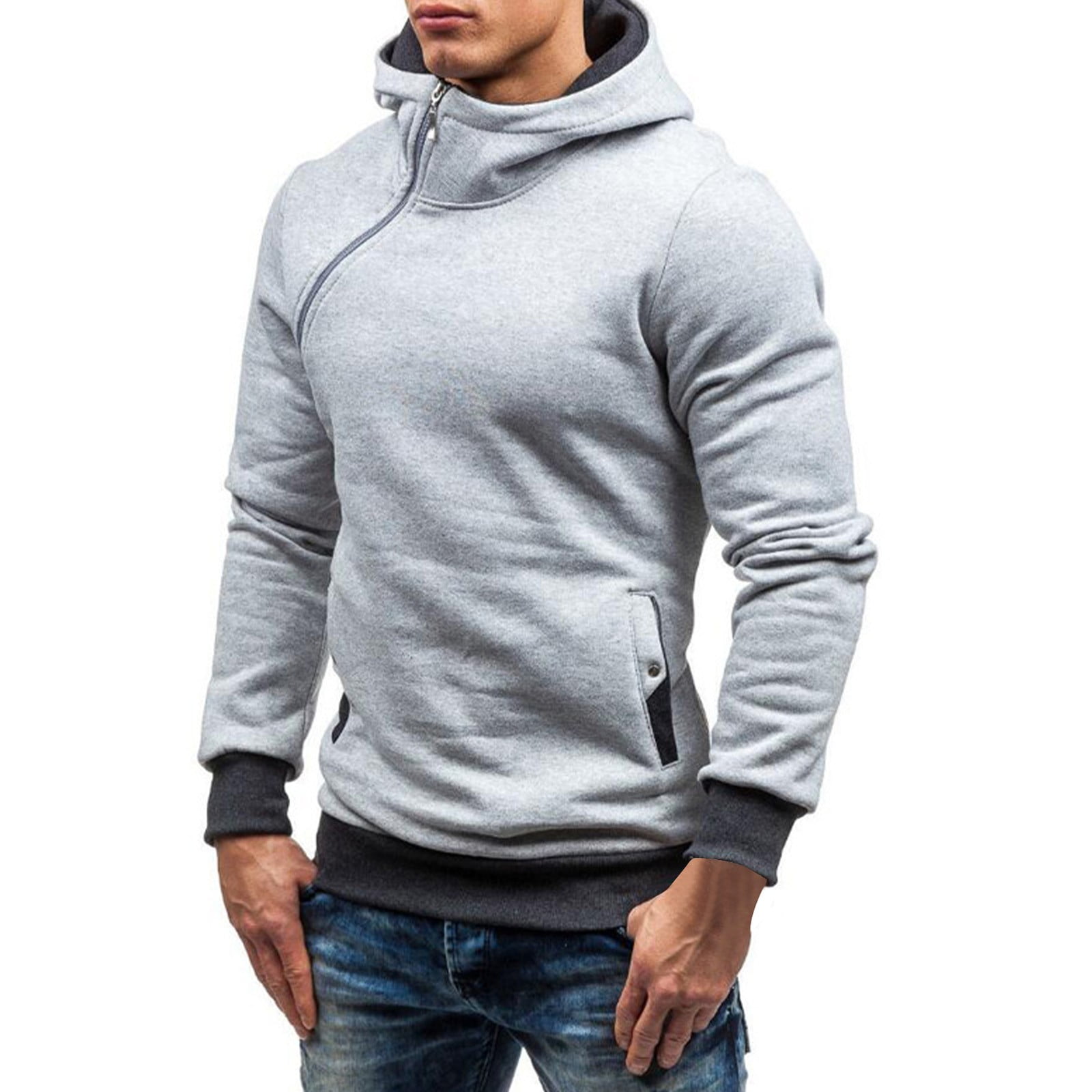 ZCFZJW Funnel Neck Hoodie Tops for Men Big and Tall Regular