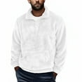 thumbnail image 1 of ZCFZJW Fuzzy Sweatshirts for Men Big and Tall Regular Fit Casual Winter Sherpa Fleece Thick Warm Long Sleeve 1/4 Zip up Stand Collar Pullover Tops with Kangaroo Pockets White S, 1 of 6