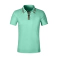 thumbnail image 1 of ZCFZJW Golf Shirts for Men Big and Tall Regular Fit Casual Summer Short Sleeve Casual Lapel Collar Button up V Neck Moisture Wicking T-Shirt Tops Green XL, 1 of 8