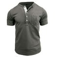 thumbnail image 1 of ZCFZJW Half Button up T-Shirts for Men Lightweight Casual Summer Short Sleeve Solid Color Basic Workout Tees Shirt Tops Loose Lightweight Comfy Pullover Dark Gray L, 1 of 6