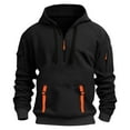 thumbnail image 1 of ZCFZJW Half Zip up Athletic Cargo Hoodie Tops for Men Casual Drawstring Long Sleeve Hooded Pullover Sweatshirts Trendy Regular Fit Comfy Outwear Coat with Pockets Black XXL, 1 of 5