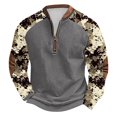 thumbnail image 1 of ZCFZJW Half Zip up Camo Sweatshirts for Men Big and Tall Regular Fit Casual Patchwork Long Sleeve V Neck Graphic Pullover Tops Loose Lightweight Athletic Shirts XXL, 1 of 4