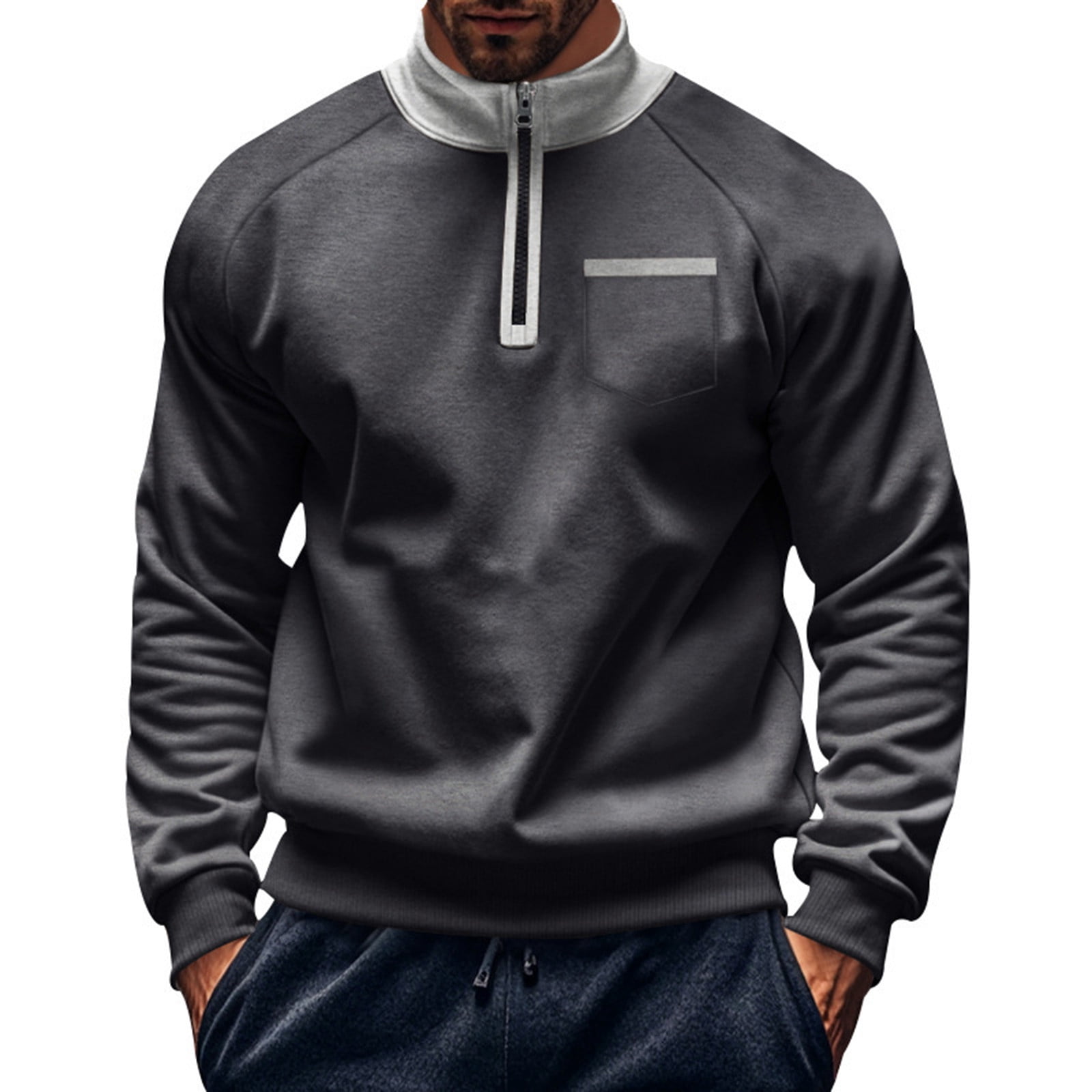 ZCFZJW-Half-Zip-Pullover-Men-