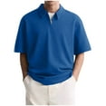 thumbnail image 1 of ZCFZJW Half Zip up Shirts for Men Big and Tall Regular Fit Casual Short Sleeve Lapel Collar V Neck Pullover Tops Loose Lightweight Comfy Workout T-Shirts Blue XXXL, 1 of 5