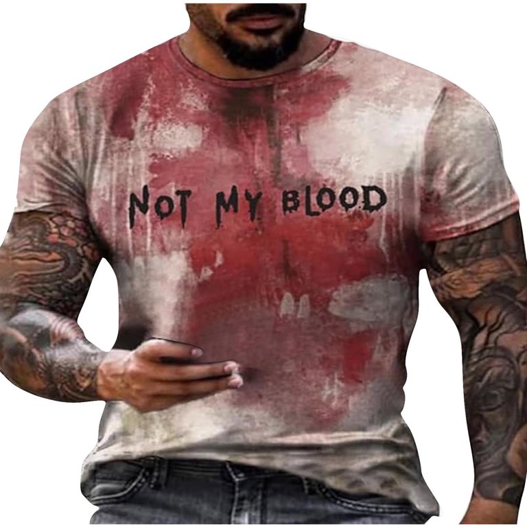 ZCFZJW Halloween Men Fashion Blood Hand Shirts Funny Print Short 