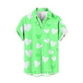 thumbnail image 1 of ZCFZJW Hawaiian Shirt for Men Loose Regular Fit Casual Valentine Day Heart Pattern Print Short Sleeve Button Down Graphic Beach Holiday T-Shirts Tops Green M, 1 of 4