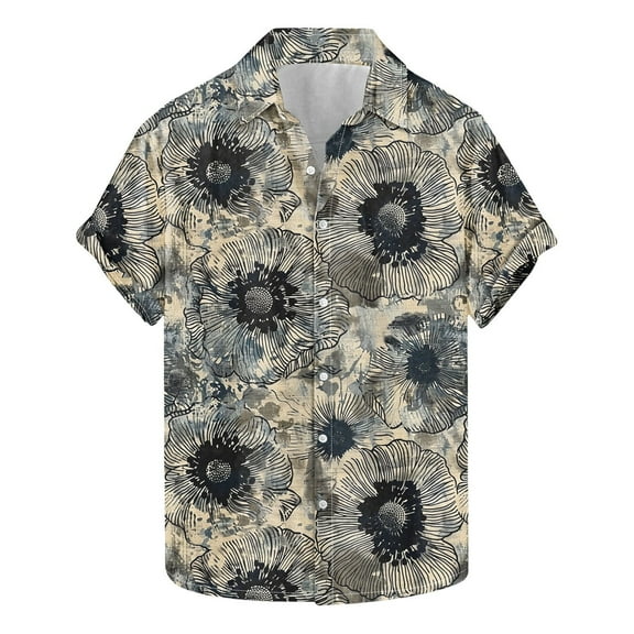 ZCFZJW Hawaiian Shirt for Men Regular Fit Short Sleeve Button Down Shirt Men Casual Summer Tropical Floral Printed Beach Aloha Shirts for Men Hawaii Party Multicolor#01 S