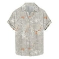 thumbnail image 1 of ZCFZJW Hawaiian Shirt for Men Regular Fit Summer Lightweight Breathable Blouse Vintage Leaves Printed Short Sleeve Button Down Graphic T-Shirt Tops Khaki XXL, 1 of 5