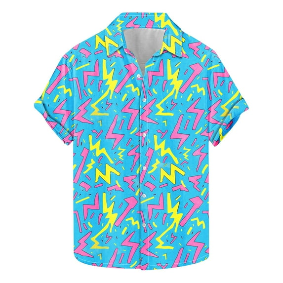 ZCFZJW Hawaiian Shirt for Men Tropical Big and Tall Regular Fit Shirt Short Sleeve Casual Button Down Graphic Holiday Beach Tees Shirt Tops Multicolor#04 XXL