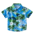 thumbnail image 1 of ZCFZJW Hawaiian Shirts for Baby Boys Summer Beach Short Sleeve Tropical Palm Tree Seaside Print Short Sleeve Button Down Retro Shirts Green 11-12Years, 1 of 9