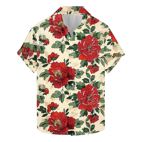 ZCFZJW Hawaiian Shirts for Men Big and Tall Regular Fit Casual Summer Tropical Palm Tree Printed Short Sleeve Button Down Graphic T-Shirts Beach Vacation Tees Tops Multicolor#15 L