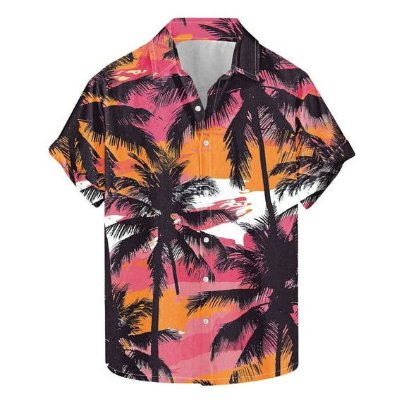 ZCFZJW Hawaiian Shirts for Men Big and Tall Regular Fit Casual Summer Tropical Palm Tree Printed Short Sleeve Button Down Graphic T-Shirts Beach Vacation Tees Tops Multicolor#01 XL