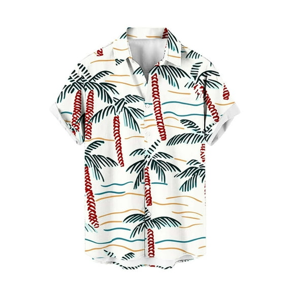 ZCFZJW Hawaiian Shirts for Men Big and Tall Regular Fit Casual Tropical Palm Tree Print Beach Vacation Tees Shirt Summer Short Sleeve Button Down Graphic T-Shirt Tops Multicolor#10 XXXXL