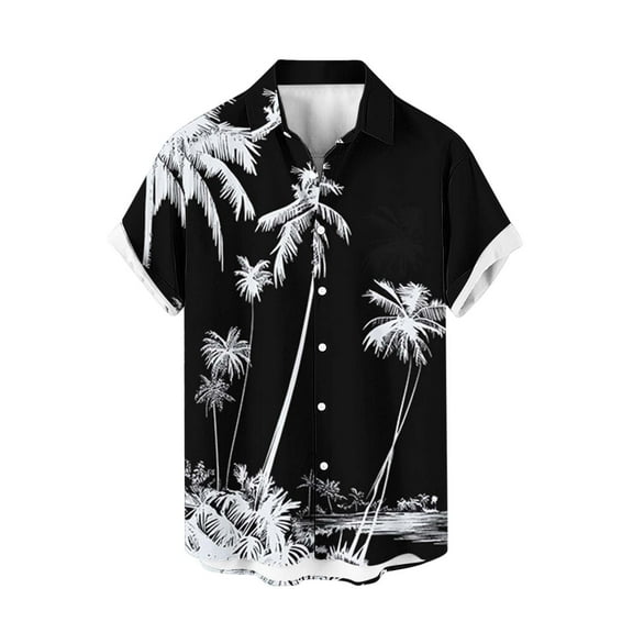 ZCFZJW Hawaiian Shirts for Men Big and Tall Regular Fit Casual Tropical Palm Tree Print Beach Vacation Tees Shirt Summer Short Sleeve Button Down Graphic T-Shirt Tops Multicolor#01 L