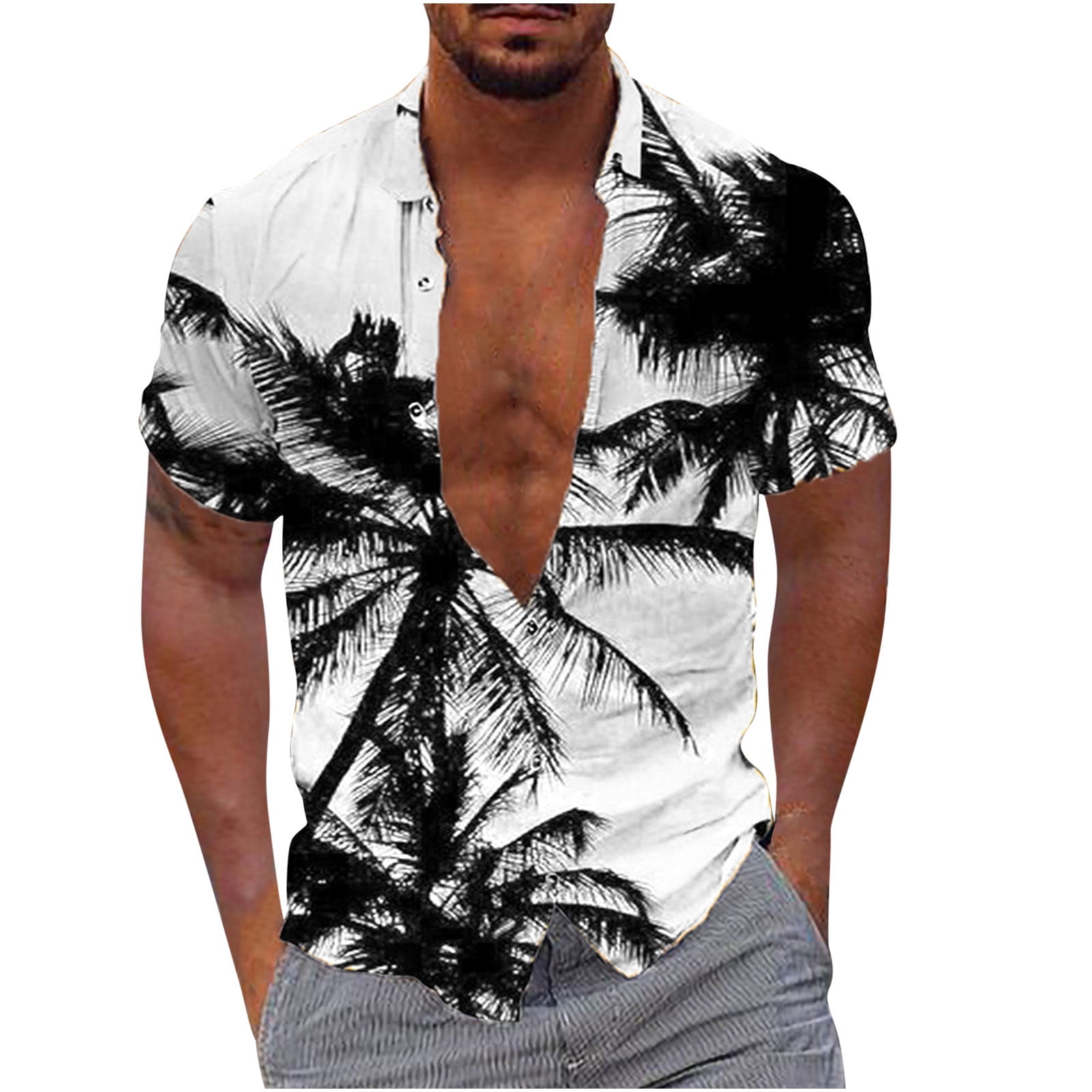 ZCFZJW Beach Holiday T-Shirts for Men Big and Tall Regular Fit Casual Short  Sleeve Round Neck Tropical Palm Tree Sunset Graphic Workout Tees Shirt Tops  Army Green XL 
