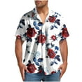 thumbnail image 1 of ZCFZJW Hawaiian Shirts for Men Trendy Summer Short Sleeve Tropical Floral Printed Button Down Graphic Holiday Beach Vacation Tees Tops Multicolor#02 S, 1 of 5