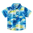 thumbnail image 1 of ZCFZJW Hawaiian Shirts for Baby Boys Summer Beach Short Sleeve Tropical Palm Tree Seaside Print Short Sleeve Button Down Retro Shirts Blue 5-6Years, 1 of 9
