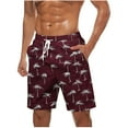 thumbnail image 1 of ZCFZJW Hawaiian Swim Trunks for Men Big and Tall Regular Fit Tropical Print Summer Bathing Suits Lightweight Casual Drawstring Elastic Waist Beach Shorts iwth Pockets Wine L, 1 of 5