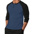 thumbnail image 1 of ZCFZJW Henley Shirts for Men Casual Quarter Button up Raglan Long Sleeve Patchwork Crewneck Pullover Sweatshirts Trendy Basic Slim Fit Athletic Tees Shirt Tops Blue XL, 1 of 7