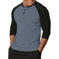 thumbnail image 1 of ZCFZJW Henley Shirts for Men Casual Quarter Button up Raglan Long Sleeve Patchwork Crewneck Pullover Sweatshirts Trendy Basic Slim Fit Athletic Tees Shirt Tops Light Blue XXXXL, 1 of 7