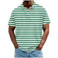 thumbnail image 1 of ZCFZJW Henley Shirts for Men Lightweight Casual Striped Printed Summer Short Sleeve Button V Neck Graphic T-Shirts Loose Oversized Soft Cotton Tees Tops Khaki XXXXL, 1 of 5