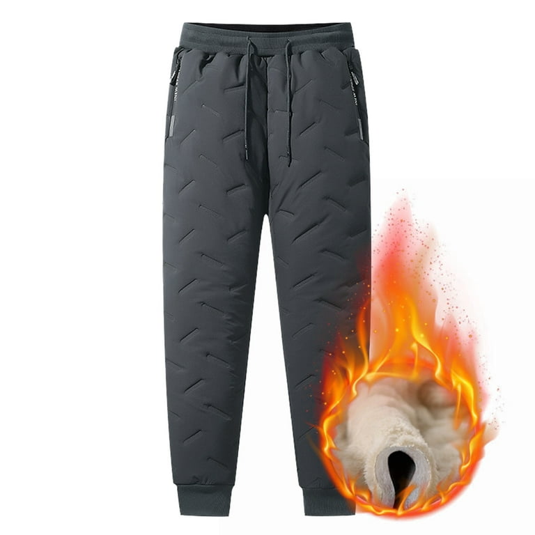 Plus Thick Velvet Sweatpants Men Sherpa Fleece Lined Pants Winter