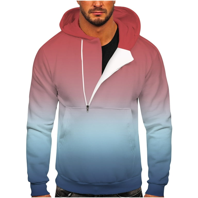 Half blue half red hoodie outlet