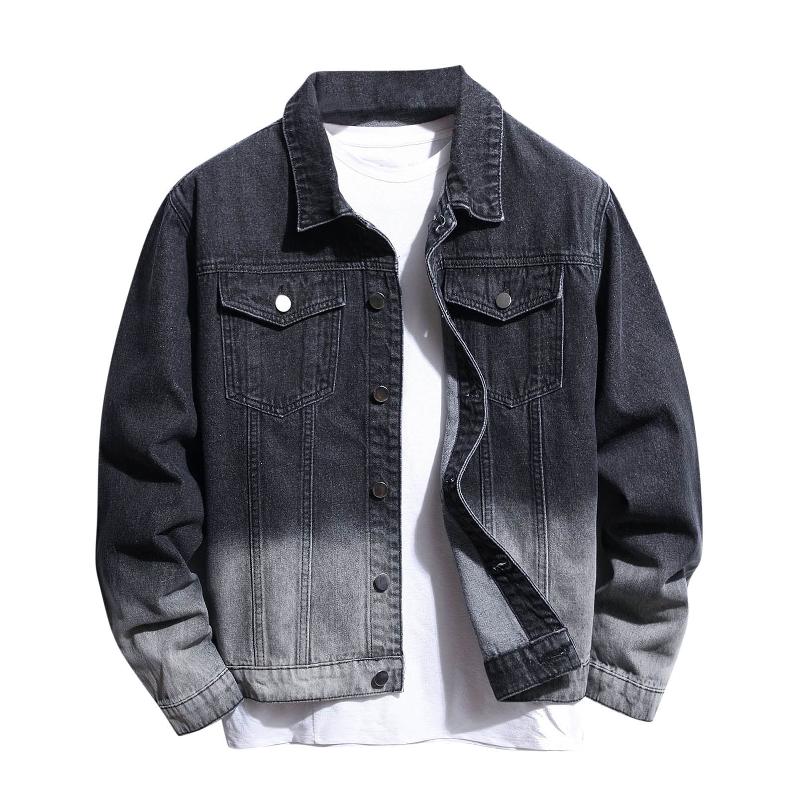 Jean Jacket for Men,Fashion Slim Fit Distressed Ripped Denim Jackets Casual  Classic Trucker Outwear Coat with Pockets at Amazon Men's Clothing store