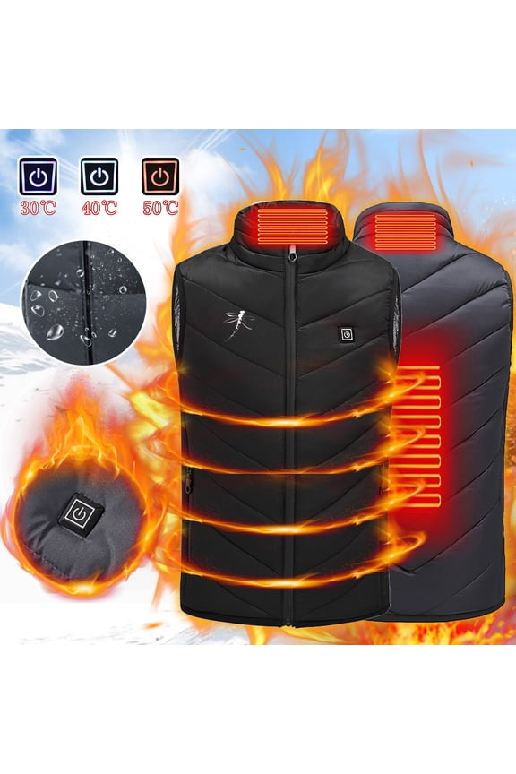 Kids Heated Vest with 2 Heating Pad Lightweight 3 Adjustable Temperature Warm USB Smart Electric Heating Waistcoat Down Jacket Vest Coat 6-7 Years