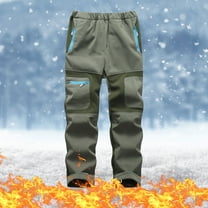 ZCFZJW Kids Youth Snow Pants, Warm Fleece Skiing Hiking Snowboard Pants for Boys and Girls Waterproof Windproof Outdoor Elastic Waist Insulated Pants Army Green 13 Years
