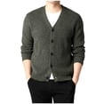 thumbnail image 1 of ZCFZJW Lightweight Cardigan Knit Tops for Men Casual Fall Winter Long Sleeve Button Down V Neck Ribbed Striped Pullover Sweaters Green XXXXL, 1 of 3