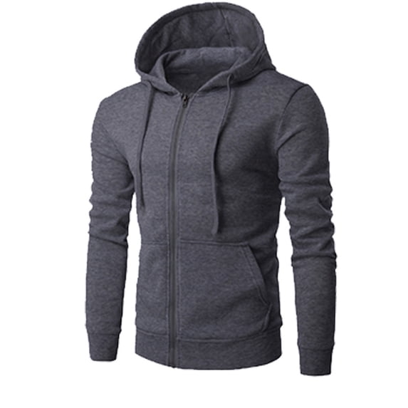 ZCFZJW Lightweight Hoodie Coat for Men Big and Tall Regular Fit Casual Long Sleeve Drawstring Hooded Pullover Sweatshirts Trendy Solid Color Baggy Jacket with Pockets Dark Gray XL