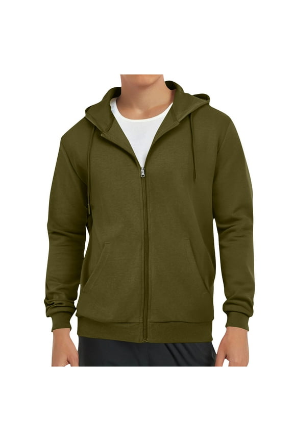 Lightweight Hoodie Tops for Men Casual Full Zip Up Drawstring Hooded Pullover Sweatshirt with Pockets Thin Slim Fit Jacket Available in Regular & Tall Sizes Army Green XXXXL