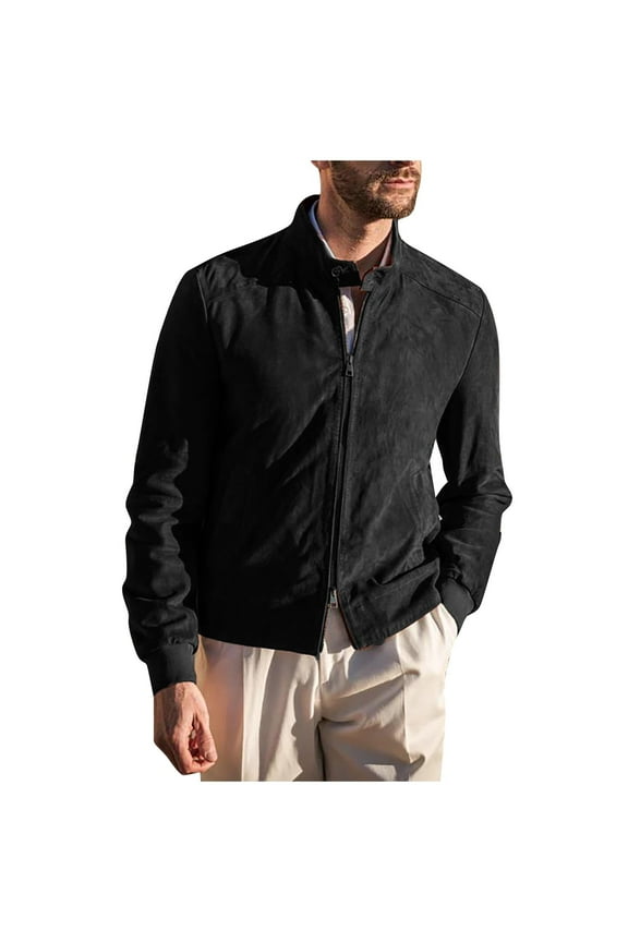 Lightweight Jackets for Men Big and Tall Regular Fit Casual Fall Winter Long Sleeve Full Zip up Classic Fit Shirts Loose Oversized Warm Coat Outwear Tops Black XL