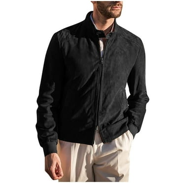ZCFZJW Lightweight Jackets for Men Big and Tall Regular Fit Casual Fall Winter Long Sleeve Full Zip up Classic Fit Shirts Loose Oversized Warm Coat Outwear Tops Black XL