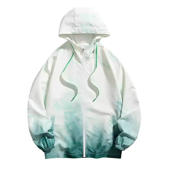 ZCFZJW Lightweight Thin Jackets for Men Big and Tall Regular Fit Casual Long Sleeve Full Zip up Quick Dry Hooded Outwear Coat for Travel Outdoor Fishing Green L