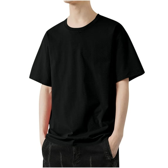 ZCFZJW Lightweight Thin Shirts for Men Casual Solid Color Summer Short Sleeve Round Neck Plain Tees Shirt Big and Tall Regular Fit Comfy Workout T-Shirts Black XXXXXL